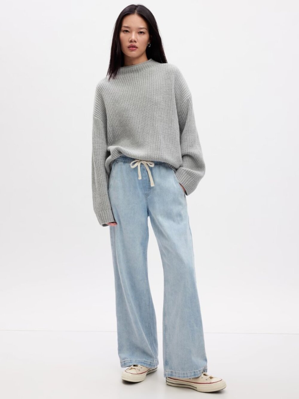 High Rise Pull-On Wide-Leg Jeans GAP